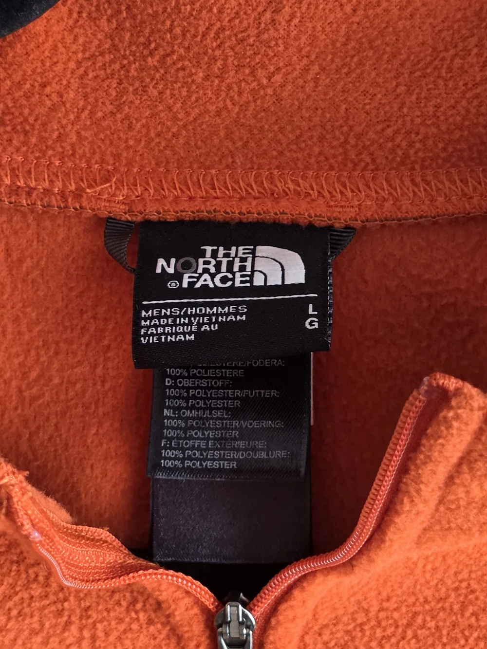 The North Face Men's Orange Full-Zip Fleece Jacket Size L